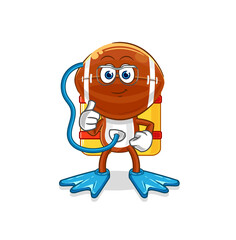 rugby head diver cartoon. cartoon mascot vector