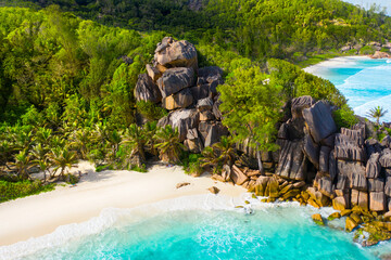 Grand Anse - one of the most beautiful beach of Seychelles. La Digue Island, Seychelles