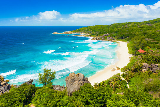 Grand Anse - one of the most beautiful beach of Seychelles. La Digue Island, Seychelles