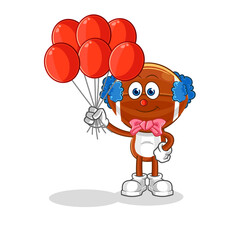 rugby head clown with balloons vector. cartoon character