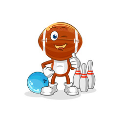 rugby head play bowling illustration. character vector