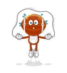 rugby head jump rope exercise. character vector