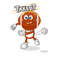 rugby head throwing baseball vector. cartoon character