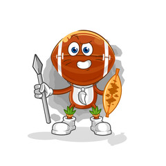 rugby head african tribal fighter mascot. cartoon vector