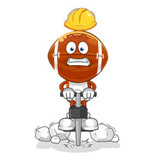 rugby head drill the ground cartoon character vector