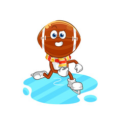 rugby head ice skiing cartoon. character mascot vector