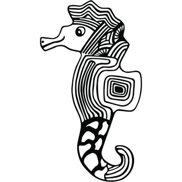 Seahorse illustration in dudling style