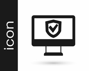 Black Insurance online icon isolated on white background. Security, safety, protection, protect concept. Vector