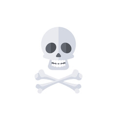 Death skull and Crossbones flat icon. Human Internal Organ vector illustration isolated on white background. Halloween spooky sign, pirate symbol