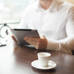 Businessman on Coffee break in restorant