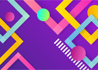 Colorful gradient geometric abstract shape background. Memphis background texture for poster cover design. Minimal color gradient banner template. Modern vector shape for banner, poster, social media