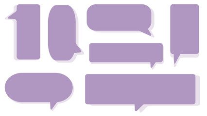 collection of cute purple speech bubble, conversation box, frame talk, chat box, thinking balloons, and message box on white background perfect for your design