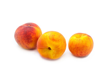 Naklejka na ściany i meble Fruit. Ripe peach fruit highlighted on a white background. Close-up photo.