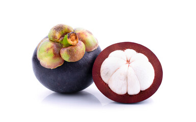 Mangosteen isolated on the white background .