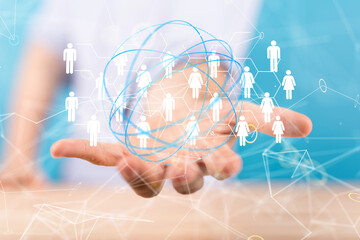 Global network. Blockchain. 3D illustration. Neural networks and artificial intelligence. Abstract