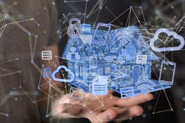 house. data Big data visualization background.Abstract technology