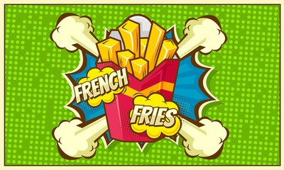 French fries comic cartoon illustration design