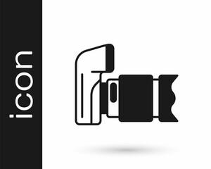 Black Photo camera icon isolated on white background. Foto camera. Digital photography. Vector