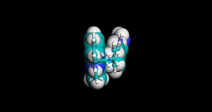 Panobinostat, anticancer drug, 3D molecule, spinning 4K