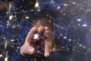 cloud network Computer connects to internet server service for cloud data transfer