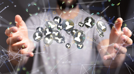 using social network connection 3D rendering