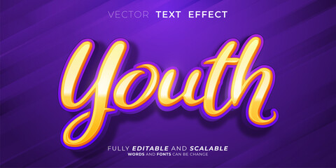 Editable text effect youth three dimension text style