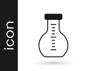 Black Test tube and flask chemical laboratory test icon isolated on white background. Laboratory glassware sign. Vector