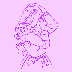 pretty woman pose half body vector for card illustration decoration 