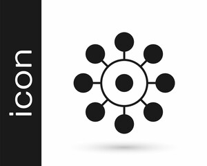 Obraz premium Black Virus icon isolated on white background. Corona virus 2019-nCoV. Bacteria and germs, cell cancer, microbe, fungi. Vector