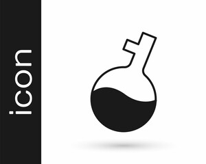 Black Test tube and flask chemical laboratory test icon isolated on white background. Laboratory glassware sign. Vector