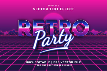 Editable text effect Retro Party 3d 80s template style premium vector