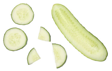 Cucumber slices isolated on white background