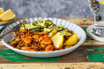 Smoky vegan grains with courgette and butter beans