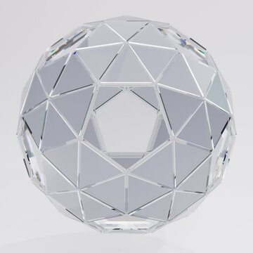 Glass crystal truncated icosahedron 3d football soccer ball prize diamond gem stone brilliant, cut glass sphere