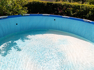 The pool is filled with water.