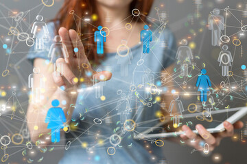 abstract lines with dots over dark background.