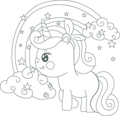Unicorn Cute Coloring Page