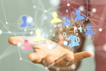 Neural network concept. Connected cells with links.