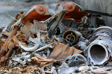 Machine parts broken on the ground industrial ruin symbol