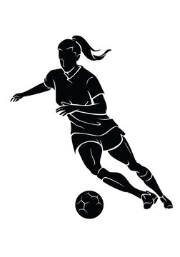 Women's Football, Front View Silhouette