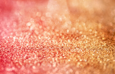 Glittering Golden Christmas Lights And Shiny sparkling Background