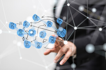 Abstract technology group and data 3d