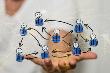 Abstract technology group and data 3d