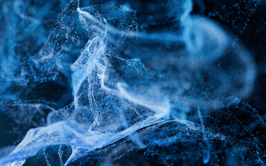 Flowing particles with smoke shape, 3d rendering.