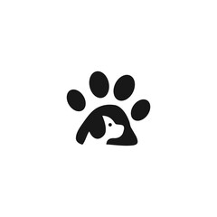 dog logo and health care paw with dog vector illustration for outdoor pets