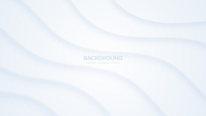 Modern Material Design Morphism Light Curved Bent Lines 3D Vector Blurred Abstract White Background. Warped Layered Ripple Structure Geometric Wallpaper. Render Abstraction Tilted Strips Pale Backdrop