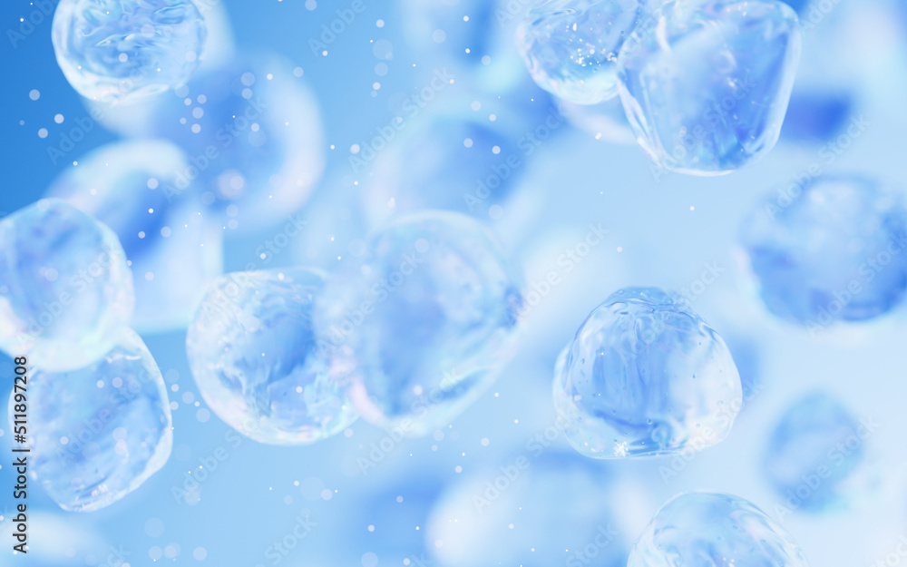 Poster transparent bubble with gradient colors, 3d rendering.
