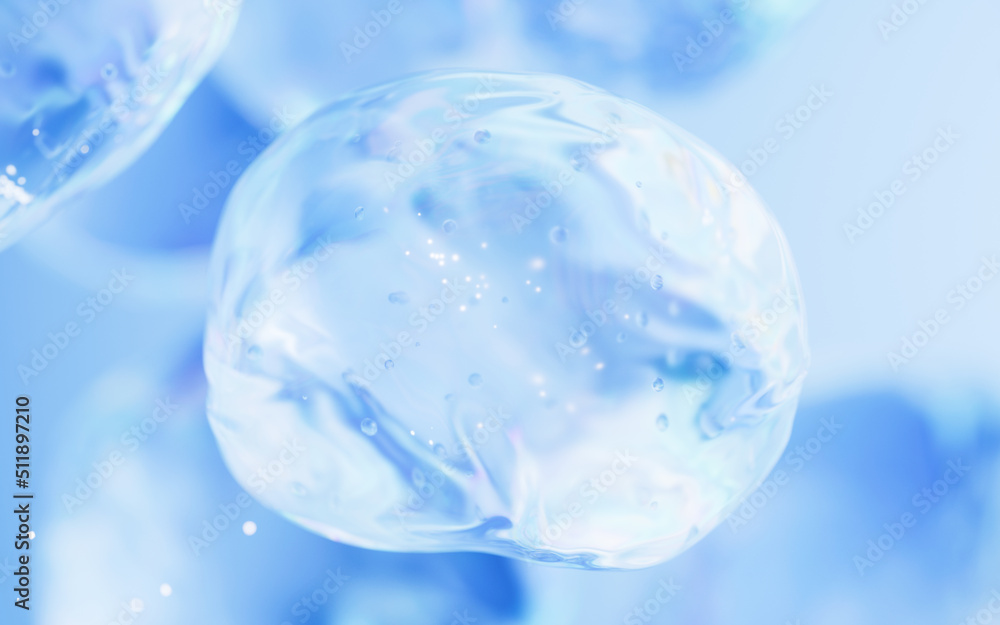 Poster transparent bubble with gradient colors, 3d rendering.