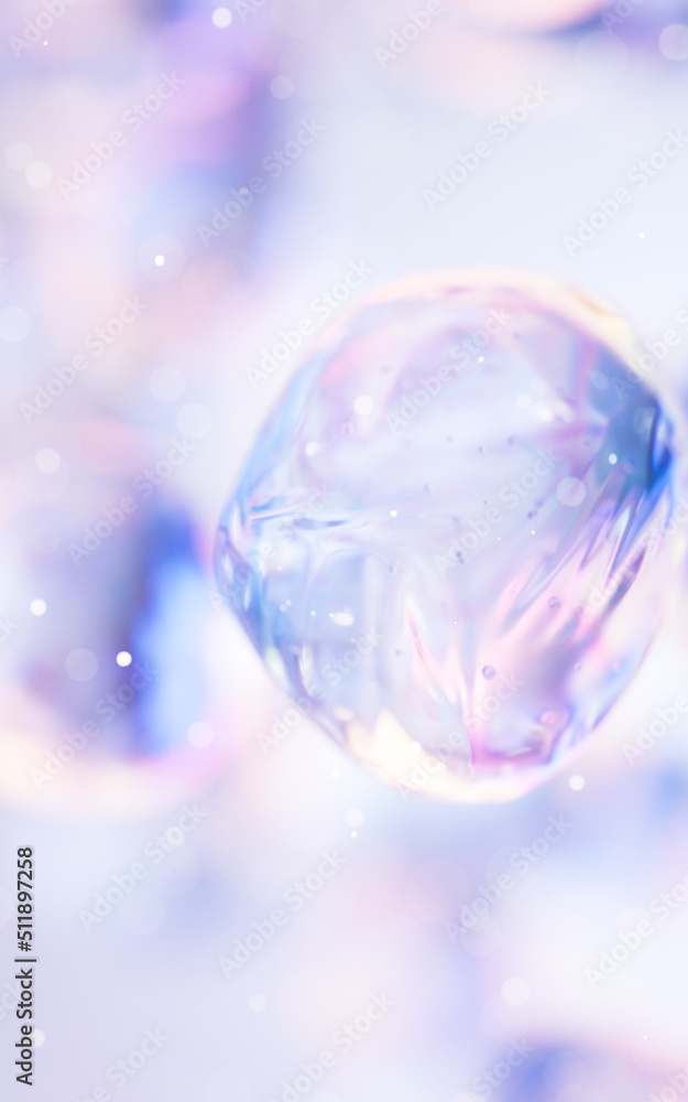 Poster transparent bubble with gradient colors, 3d rendering.