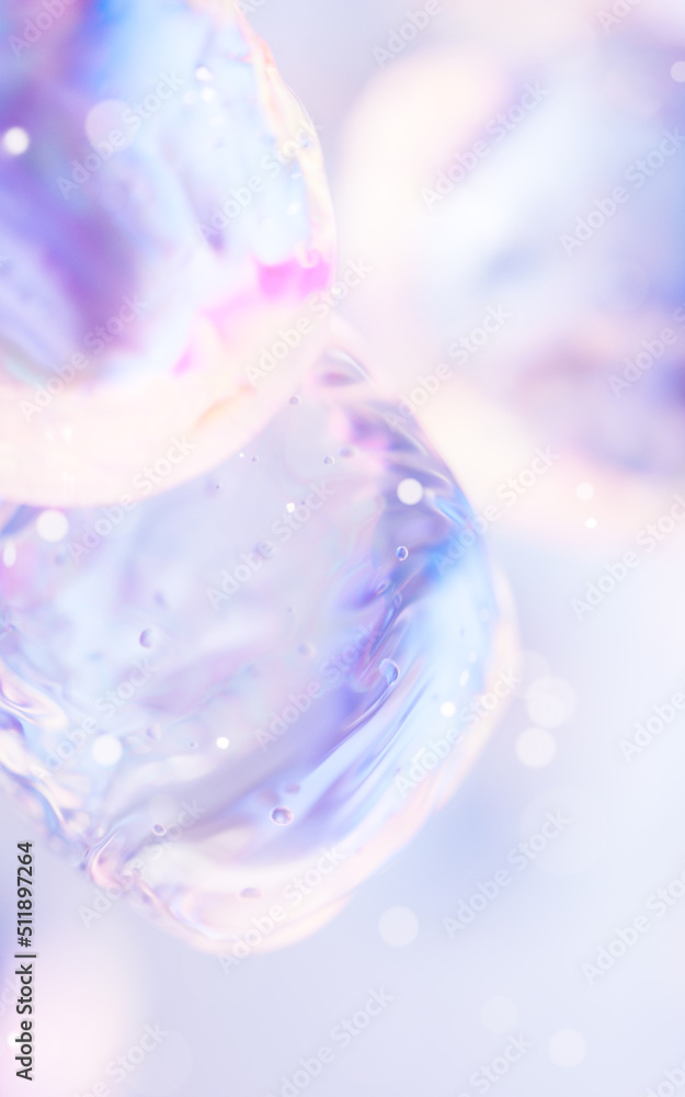 Poster transparent bubble with gradient colors, 3d rendering.